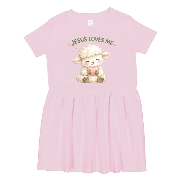 Inktastic Jesus Loves Me Lamb Girls Toddler Dress