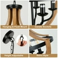 thumbnail image 5 of 5-Light Farmhouse Chandelier - Brown Metal Geometric Pendant Light for Dining Room & Foyer, 5 of 9