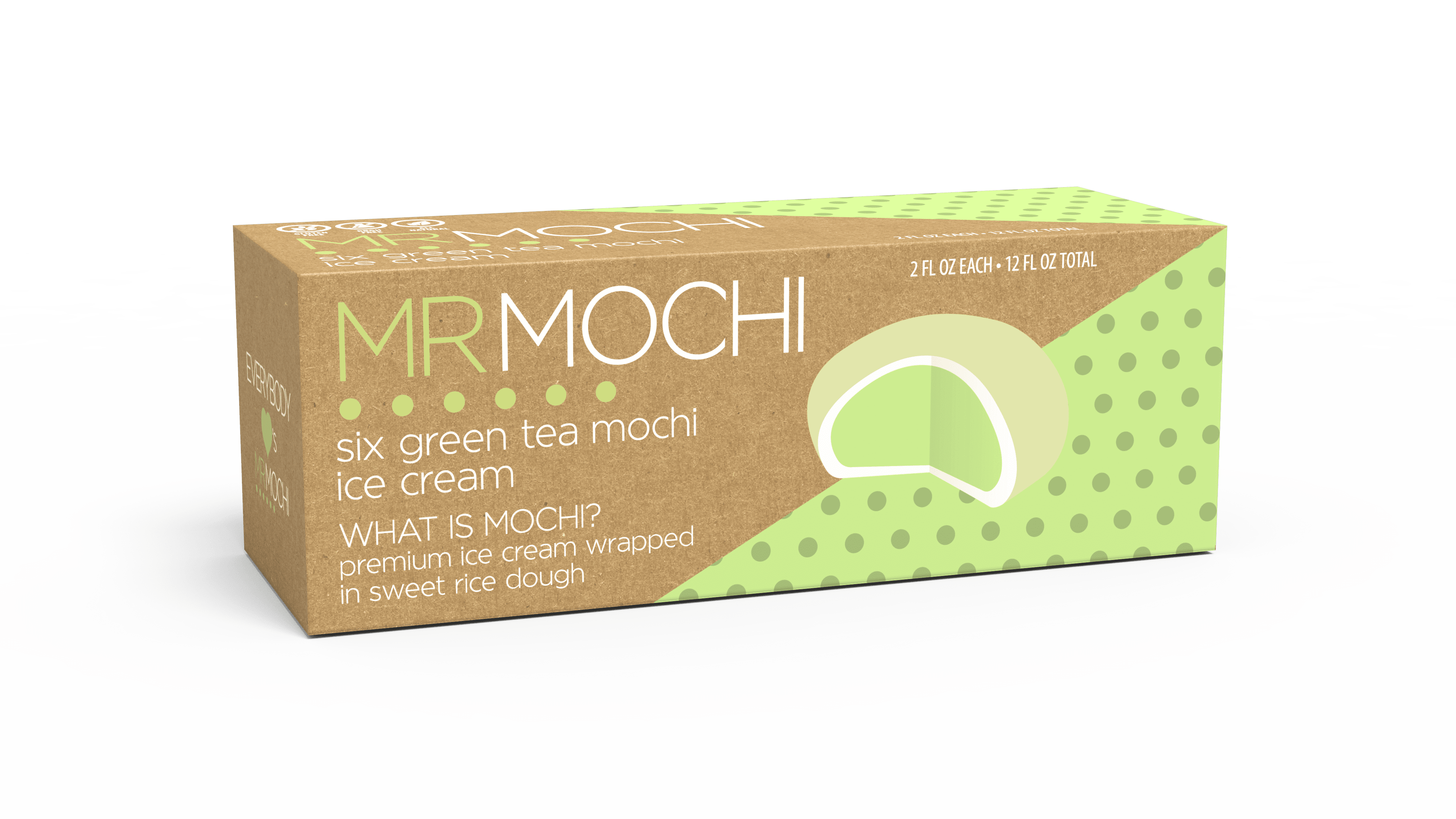Mr. Mochi Ice Cream, Green Tea 6 Pack, 12 Fl Oz (Frozen)