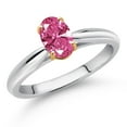 thumbnail image 2 of Gem Stone King 925 Sterling Silver and 10K Yellow Gold Pink Zirconia Solitaire Engagement Ring for Women (0.76 Cttw, Oval 7X5MM, Gemstone Birthstone, Available in Size 5, 6, 7, 8, 9), 2 of 4