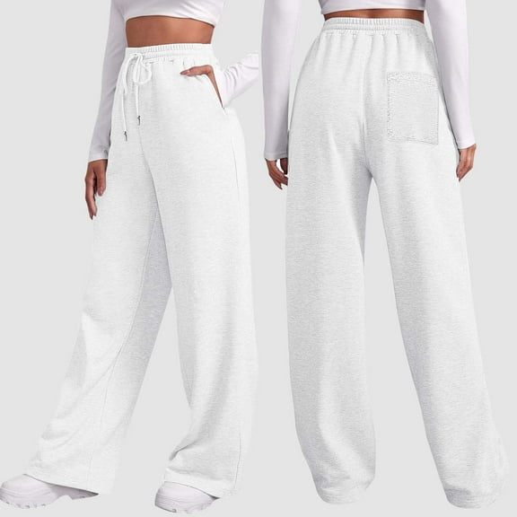 Women's Autumn And Winter Solid Color Casual And Comfortable Sports Pocket Lace Up Wide Leg Straight Leg Sweatpants Womens Comfy Pants Clothes for Women for Work Yoga Straight Leg Pants Cargo Pant