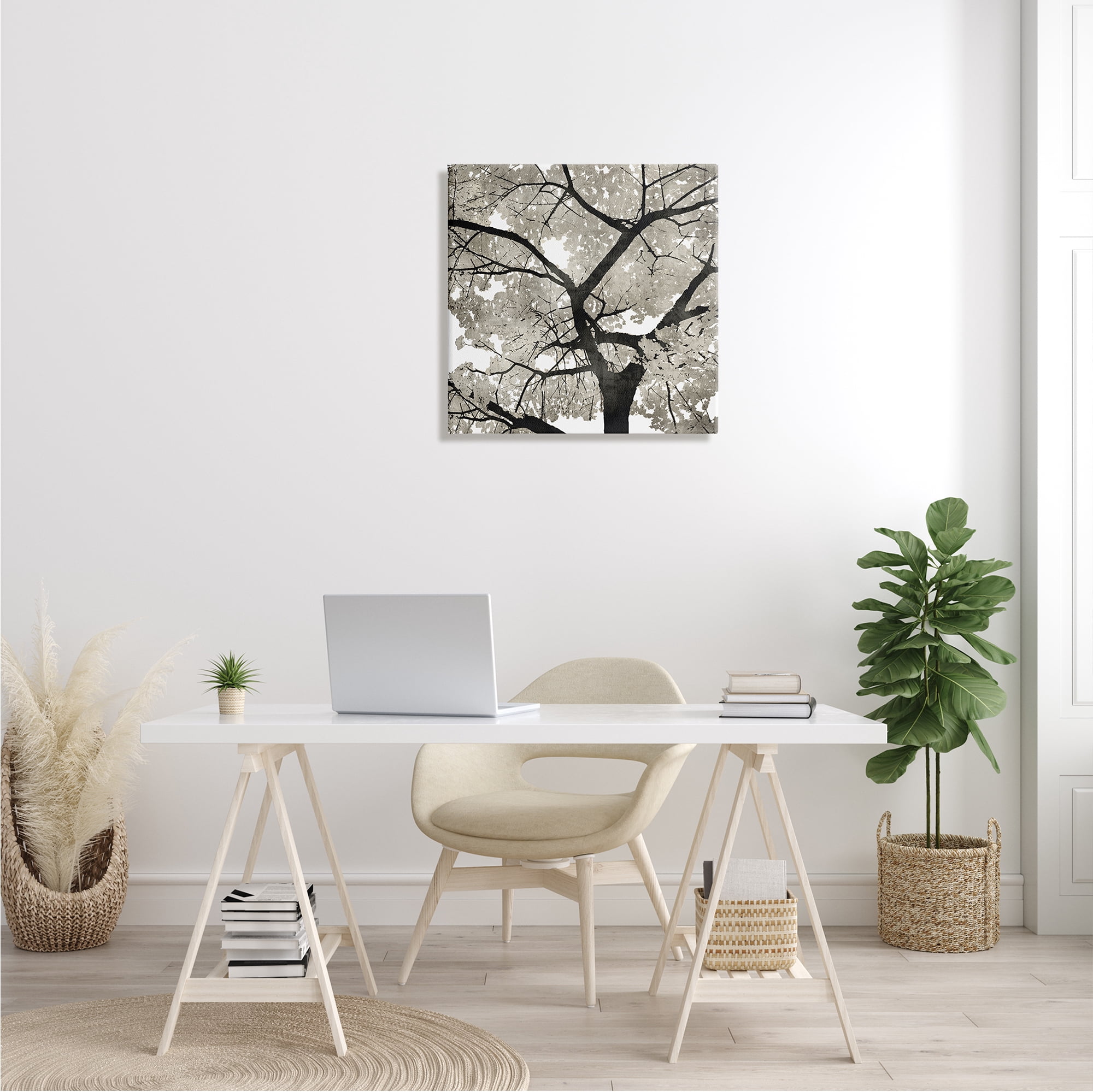 Stupell Industries Abstract Tree Branches Bold Black Grey Wilderness, 24 x 24,Design by Kate Bennett