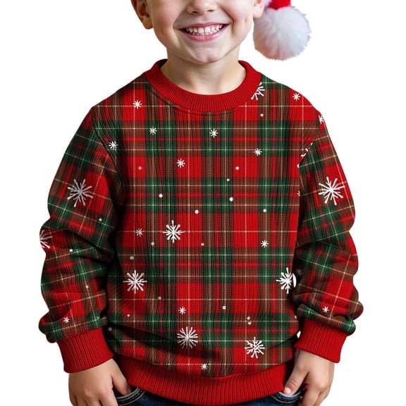 CYRBOKO Boys Christmas Knit Sweaters Size 7-8, Crew Neck Long Sleeve Winter Pullover Holiday Tops for Boys Boys