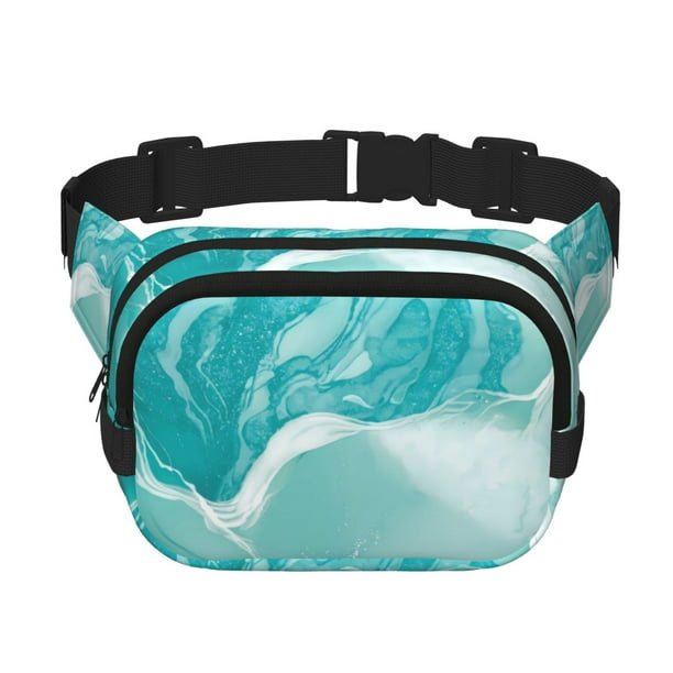 Fotbe Teal Turquoise 1 Cangurera Cuadrada con Estampado de Doble Capa, Bolsa de Cintura Ajustable Mini para Hombres y Mujeres