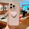 thumbnail image 4 of Compatible with iPhone 15 Pro Case for Women Girls Cute 3D Heart Clear Phone Case with Camera Lens Protection Transparent Frosted Edge Soft Silicone Shockproof Cover Funda 6.1 Inch (Pink), 4 of 6