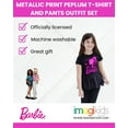 thumbnail image 2 of Barbie Metallic Print Peplum T-Shirt and Pants Toddler to Big Kid, 2 of 5
