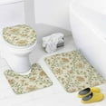 thumbnail image 4 of Bathroom Rugs Sets 4 Piece with Shower Curtain Sets, Beige and Green Flower Pattern Printed on Shower Curtain for Men, Perfect for Bathroom Hotel Dorm Spa Home, 72 x 72 inches, 4 of 8
