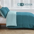 thumbnail image 6 of Exclusivo Mezcla Lightweight Reversible 3-Piece Comforter Set All Seasons, Down Alternative Comforter with 2 Pillow Shams, Queen Size, Dusty Teal/ Spa Blue, 6 of 8