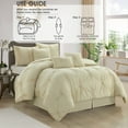 thumbnail image 6 of Lanco 7 Piece Beige Comforter Set California King Size, Elastic Embroidery Bedding Set, Solid Color, Home Decor, Matching Bedskirt, Pillows & Shams, 6 of 7