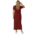 thumbnail image 6 of Lutiedan Womens 2 Piece Long Skirt Sets V Neck Short Sleeve Tops and Side Slit Stretchy Drawstring Skirt Set Summer Casual Vacation Outfits, 6 of 6