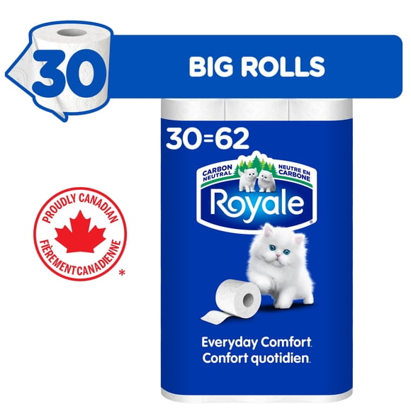 Royale Everyday Comfort, 2 Ply Toilet Paper, 30 Equal 62 Bathroom Tissue Rolls