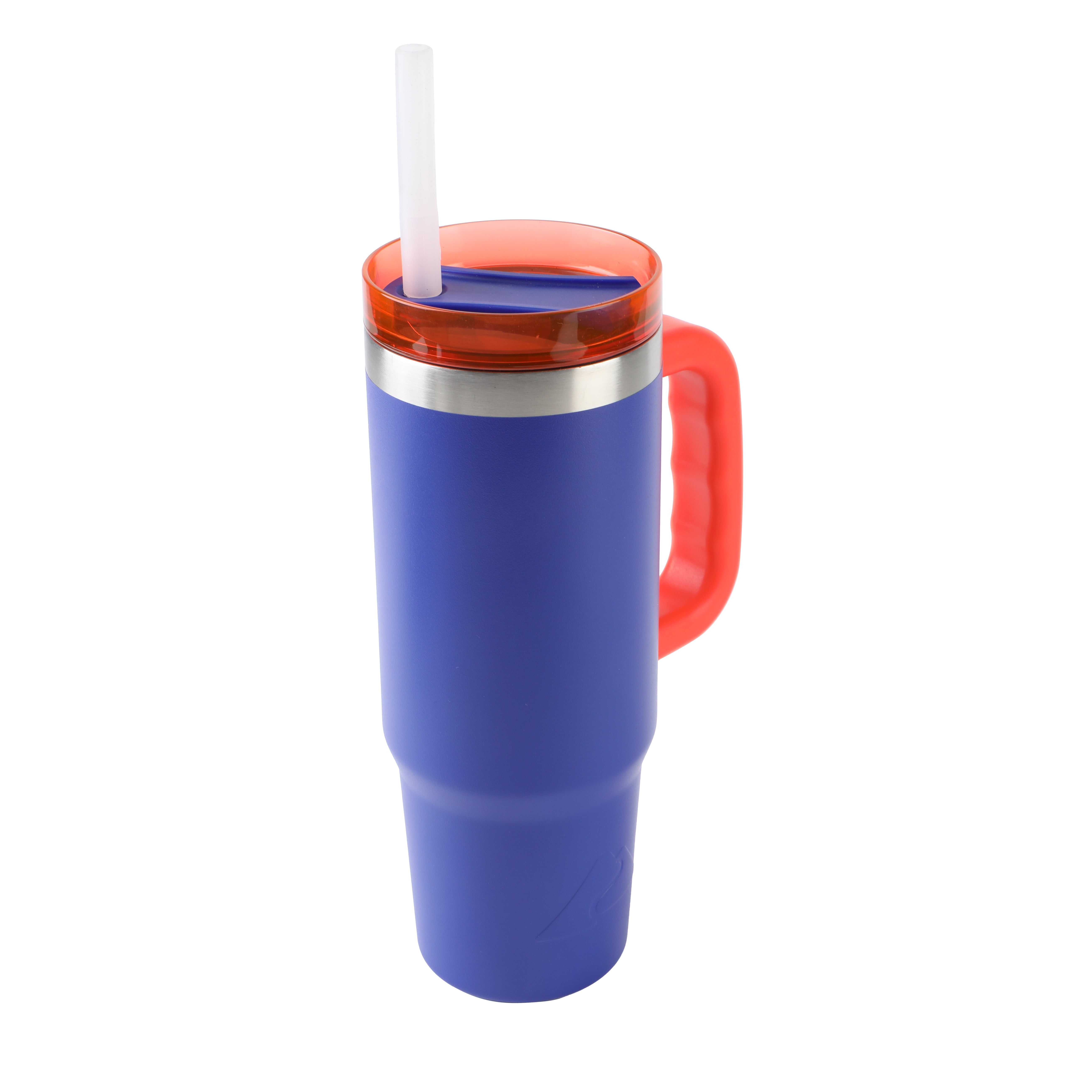 Ozark Trail 18 oz Stainless Steel Insulated Tumbler with Handle, Royal Blue and Bright Orange