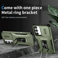 thumbnail image 2 of Dteck for Samsung Galaxy S23 Plus with Camera Cover & Kickstand, Heavy Duty Military Grade Shockproof Rugged Slide Lens Protection 360 Rotate Ring Stand, Impact-Resistant Protective Bumper, darkgreen, 2 of 8