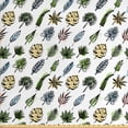 thumbnail image 1 of Philodendron Fabric by the Yard, Hand Drawn Tropical Leaves in Grunge, Decorative Upholstery Fabric for Chairs & Home Accents, Whitw Multicolor by Ambesonne, 1 of 4