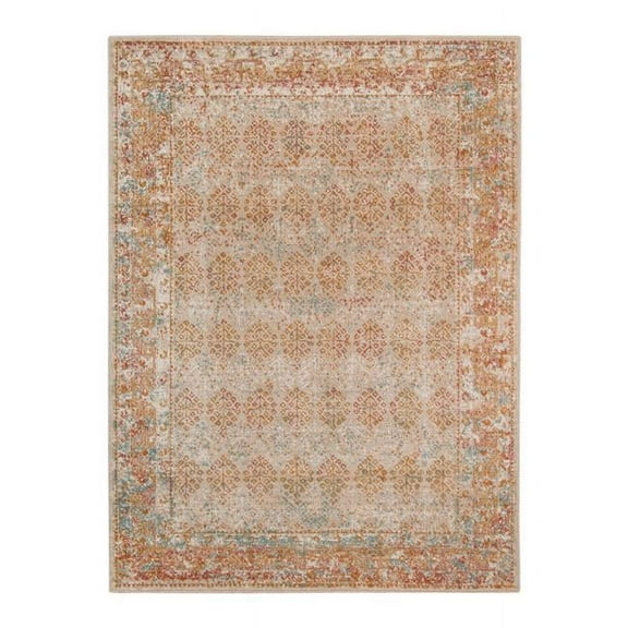7 x 9 ft. Beige Southwestern Power Loom Rectangle Area Rug with Fringe