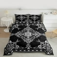 thumbnail image 2 of Manfei Retro Damask Flower Bedding Comforter Set,Vintage Floral Twin Comforter Sets,Black White Bedding Set For Boys,Microfiber Bedroom Decor Reversible,2-Piece, 2 of 8