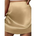 thumbnail image 5 of FEORJGP Women's Satin Mini Skirt Ladies Slim Fit Skirt Elegant A-Line Skirt Back Zip Up Solid Color Summer Short Skirt for Party Club, 5 of 6