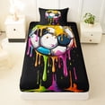 thumbnail image 3 of Erosebridal Watercolor Ice Cream Football Kids Twin Sheet Sets,Soccer Sport Games Ball Lover Bedding 3-Piece, 3 of 6
