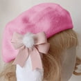 thumbnail image 4 of lanema Girls Woman Berets Hat with Rabbit Ear Beret Vintage Artist Painter Beret Hat, 4 of 11