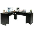 thumbnail image 1 of Costway L-Shaped Corner Computer Desk Writing Table Study Workstation Drawers Black, 1 of 10