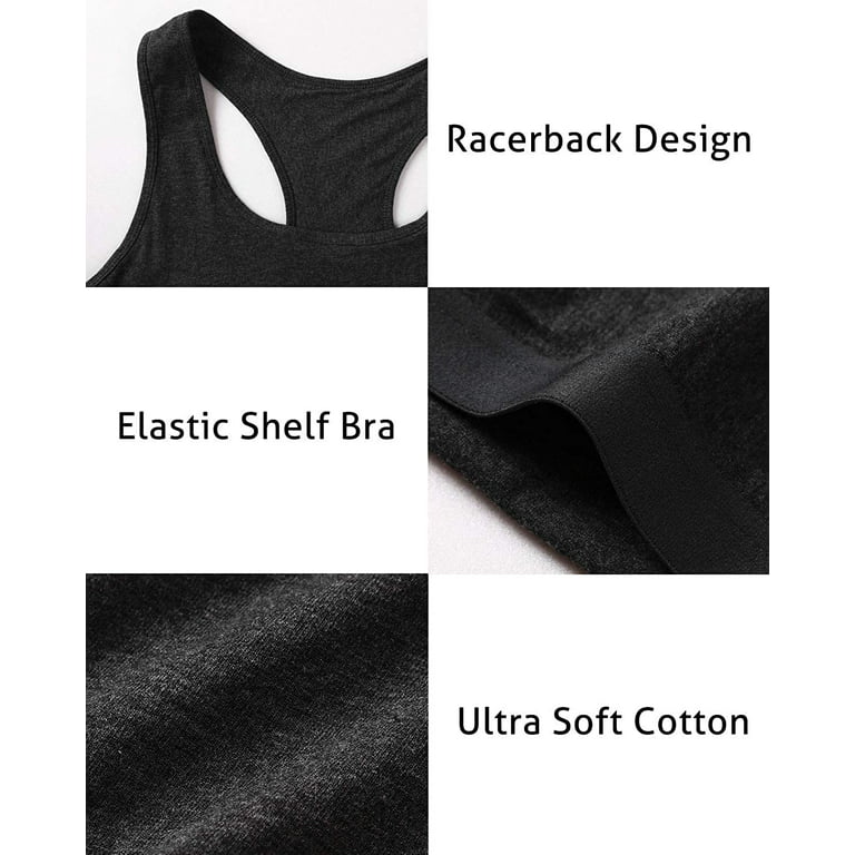 Attraco Women's Tank Tops with Shelf Bra Racerback Workout Yoga Top Cotton  Undershirt