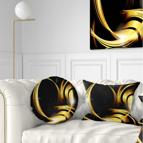 Designart Golden Abstract Warm Fractal Design - Abstract Throw Pillow - 12x20