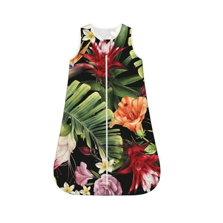 

Fotbe Watercolor Tropical Flowers Pattern Sleep Sack - Baby Wearable Blanket with Zipper Extra Soft Cotton Sleeveless Sleeping Bag for Infants-Large
