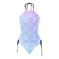 thumbnail image 4 of Women's Fashion Summer Scallop Print Sexy Tie Removable Padding Separate Swimsuit Shorts Bathing Suit Women Boys Swim Shorts 16-18 Long Skirt And Top Set for Girls plus Size Swimsuit for Women Sports, 4 of 4