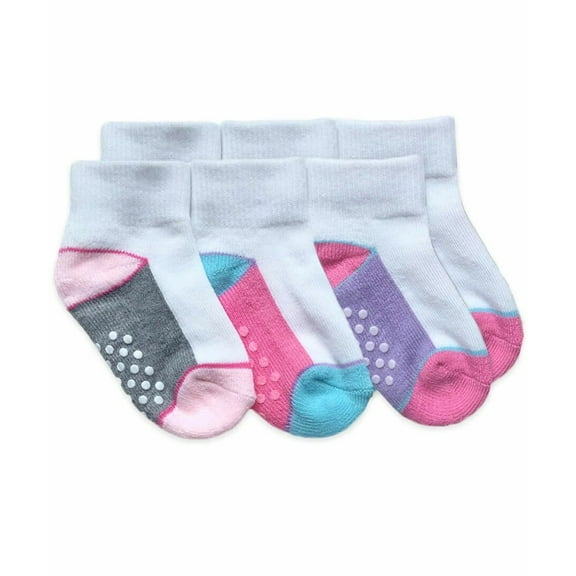 Jefferies Socks Baby Girls Non-Skid Colorful White Cushion Quarter Socks 3 Pair Pack
