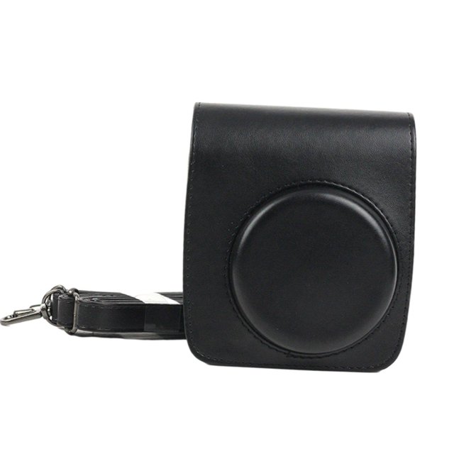 Bolso protector retro de la caja de protección para mini 90 Cámara de película instantánea clásica de cuero de PU con correa ajustable Accesorios comp Negro Soledad Funda de cámara
