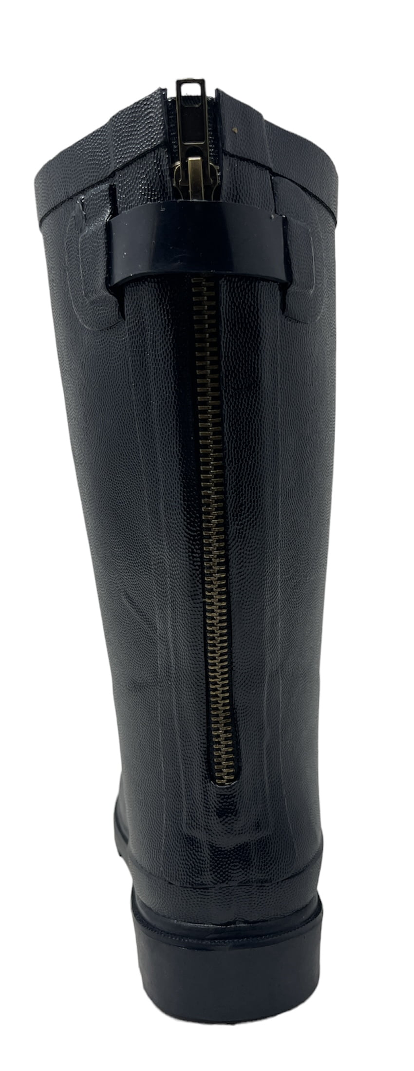 Forever Young Women's Short Shaft Mock Zipper Waterproof Rain Boo, Low Heel Round Toe Black, Navy