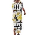 thumbnail image 2 of SMihono Robe Maxi Boho d'Été pour Femmes Grande Taille Robe Maxi pour Femmes Vacances à la Plage Décontractée Robe Longue Ample Manches Courtes Robes d'Été avec Fente Robe de Plage, 2 of 5