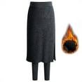 thumbnail image 2 of VOOPET Women Two Pieces Pencil Skirt With Leggings High Waist Winter Warm Fleece Long Bodycon Fake Skirt Pants, 2 of 6