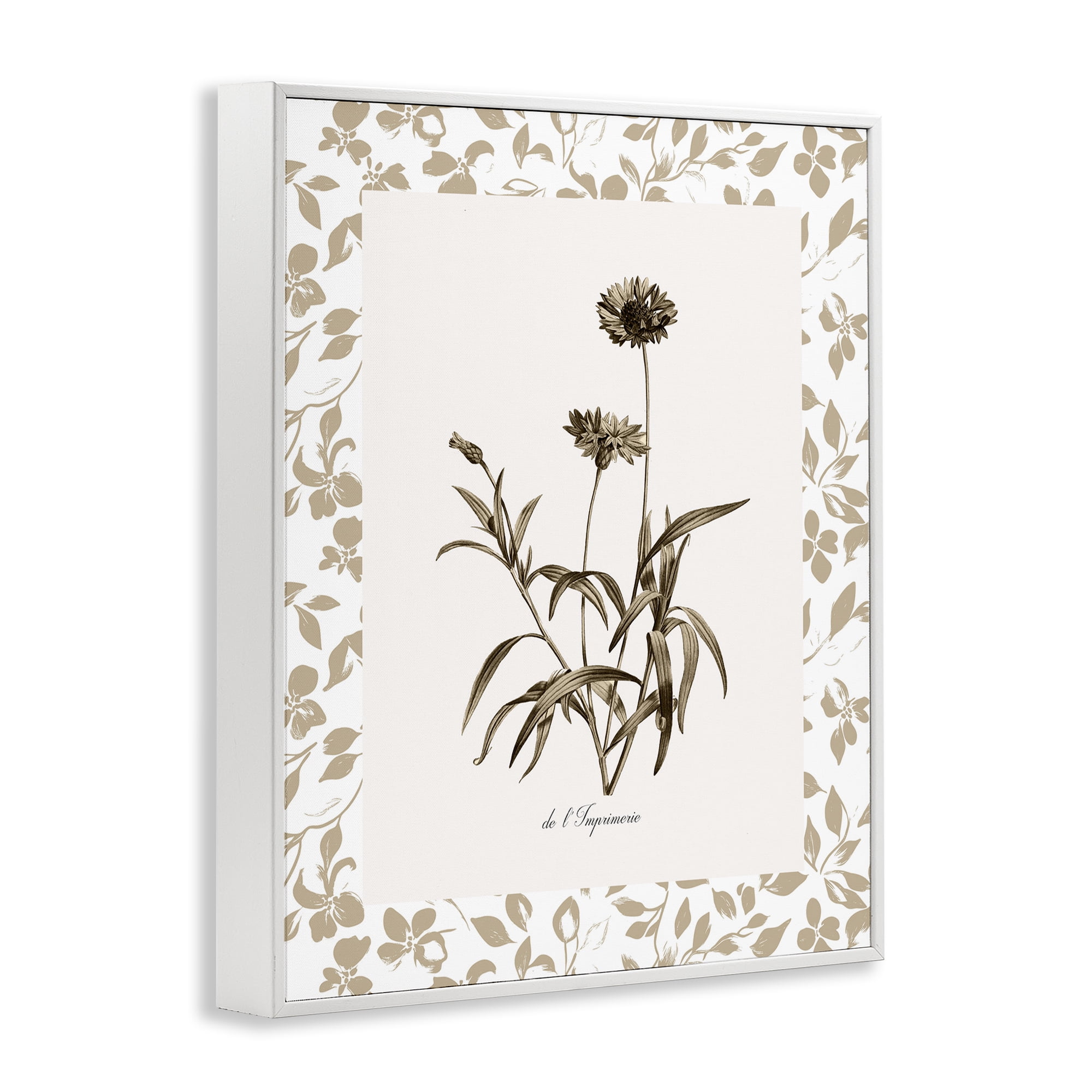 Stupell Industries Neutral Imperial Flowers White Framed Giclee Art, design by Kelly Donovan