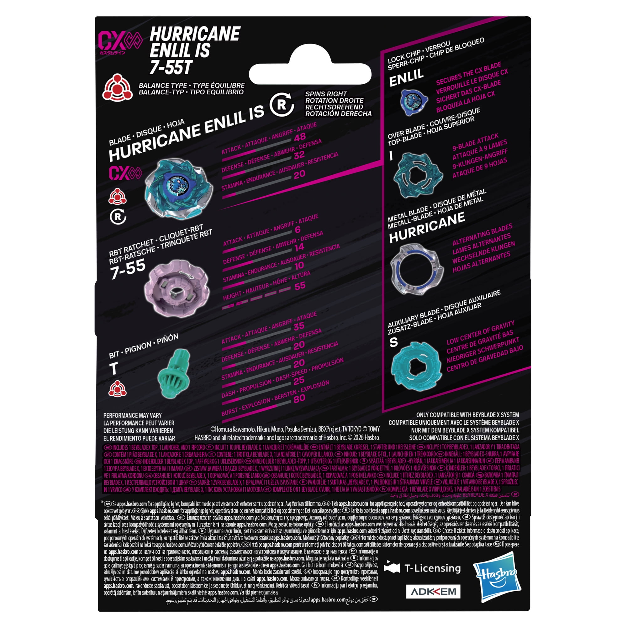 Beyblade X Hurricane Enlil IS 7-55T CX Infinity Starter Pack Set with Top & Launcher, Ages 8 and up