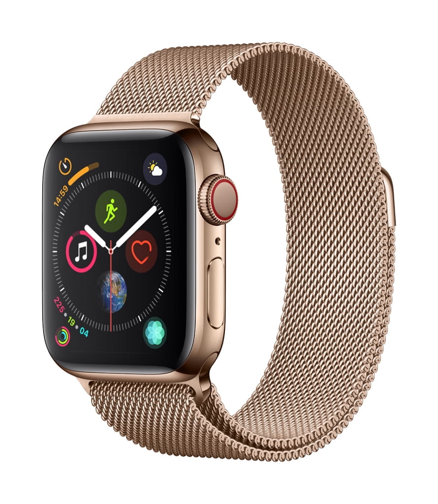 gold stainless steel case with gold milanese loop