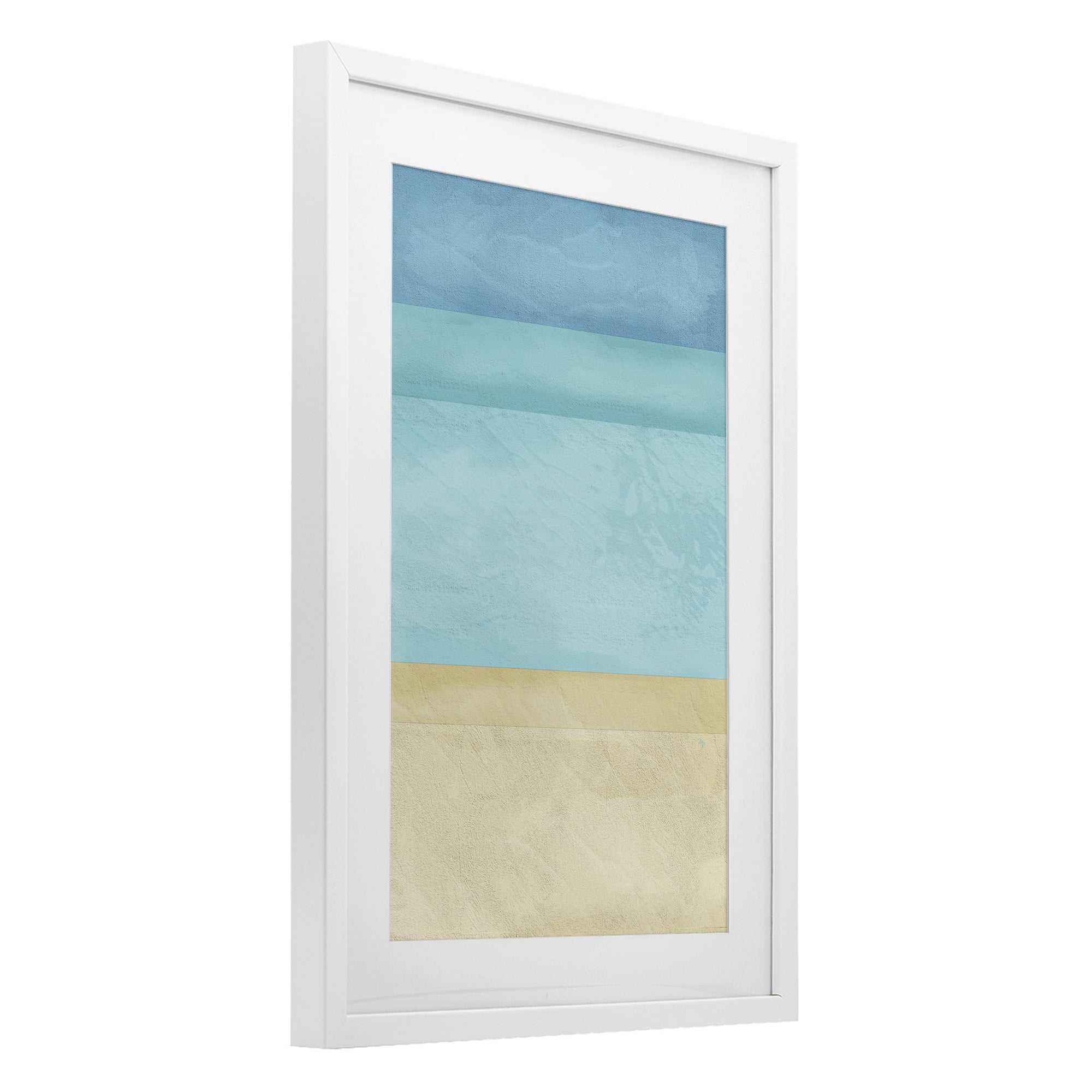 Stupell Industries Abstract Beach Coastal Color Block White Framed Print Under Glass, design by Martina Pavlova
