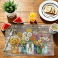 thumbnail image 2 of Stegali Summer Daisy Mason Jar Linen Placemats, 12x18 Inch Table mats Set of 4, 2 of 7