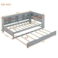 thumbnail image 7 of Wooden Twin Size DayBed with Twin Trundle, Headboard with Storage Shelf and USB Charging Ports, Bed Frame for Bedroom Living Room (Grey), 7 of 7