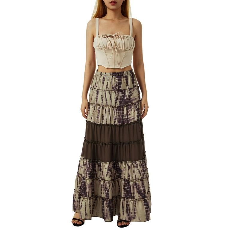 Tiered maxi cheap skirt 90s