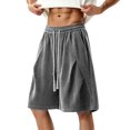 thumbnail image 2 of Ceisia Men Herringbone Wide Leg Shorts Elastic Drawstring Waist Soft Thick Loose Baggy Fit Daily Casual Home Lounge Short Pants Gifts for Father, 2 of 9