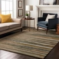 thumbnail image 4 of HomeRoots 678424 9 x 12 ft. Taupe, Green & Rust Striped Washable Machine Made Rectangle Area Rug with UV Protection, 4 of 7