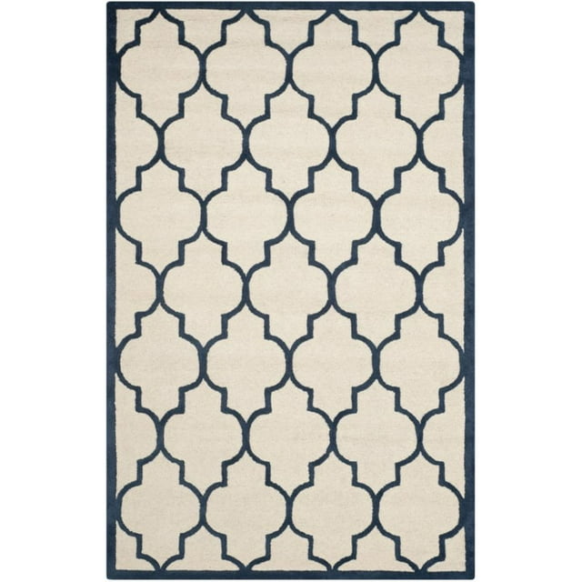 Safavieh Cambridge 5' X 8' Hand Tufted Wool Rug in Ivory and Navy