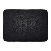 SIDONKU Black Damask Floral Pattern Royal Flowers on Gothic Luxury Grey Dark Doormat Floor Rug Bath Mat 23.6x15.7 inch