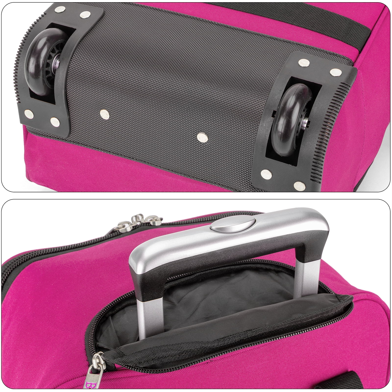 17x13x8 Inches JetBlue Airlines Rolling Personal Item Underseat Travel Bag - Suitable for Major Airlines including Spirit, Jetblue and Frontier- Duffel Bag Design (Fucsia)