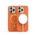 thumbnail image 4 of Phone Case for Apple iPhone 8 Plus/7 Plus Ultimate Leather Hybrid with MagSafe Compatible Bumper Gold Frame Protection Cover fit iPhone 8 Plus / iPhone 7 Plus - Orange, 4 of 6