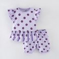 thumbnail image 3 of GYRATEDREAM Toddler Baby Girls Summer Cotton Shorts Set Kids Round Neck Ruffle Sleeve Fashion Print T-Shirt Top + Elastic Waist Bubble Shorts Outfits Clothes for 1-7 Years, 3 of 8