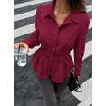 thumbnail image 6 of PRETTYGARDEN Women's Peplum Button Down Work Shirts Cotton Long Sleeve, Collared Business Casual Tops, Elastic Waist, Fall Blouses Dressy, Teacher Clothes for Office, Going Out, 6 of 9