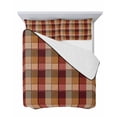 thumbnail image 7 of Quilts Twin Size Bedding Set, Red Brown Plaid Lightweight Quilted Comforter, Modern Abstract Ombre Gingham Checkered Soft Reversible Bedspread Coverlet with Pillow Covers for All Season, 68" x 86", 7 of 7