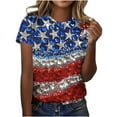 thumbnail image 2 of Cavosen Red White and Blue T Shirts Women Petite Patriotic Short Sleeve Crewneck Tops USA Flag Print T Shirts Lady XL Independence Day Casual Shirts 4th of July Tunic Tees 2025 Patriotic Outfits, 2 of 5